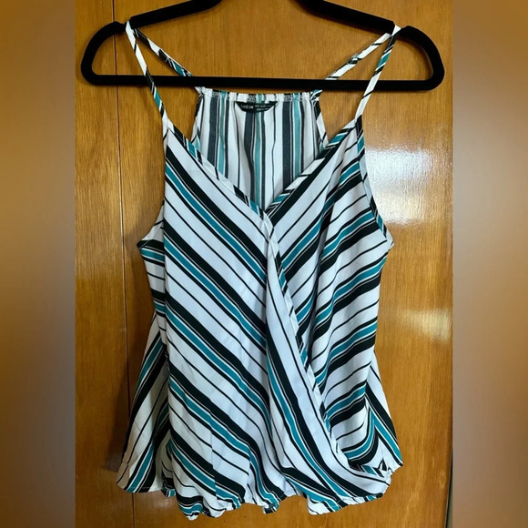 Shein Striped Sleeveless Wrap Top - Picture 2 of 8